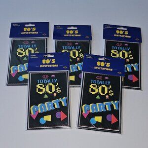 NEW 5 Packs Totally 80s Party Invitations Lot (8 Cards/Envelopes Per Pk) Reunion